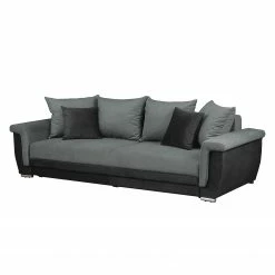Fredriks Bigsofa Manville (mit Schlaffunktion) - Microfaser - Schwarz / Grau