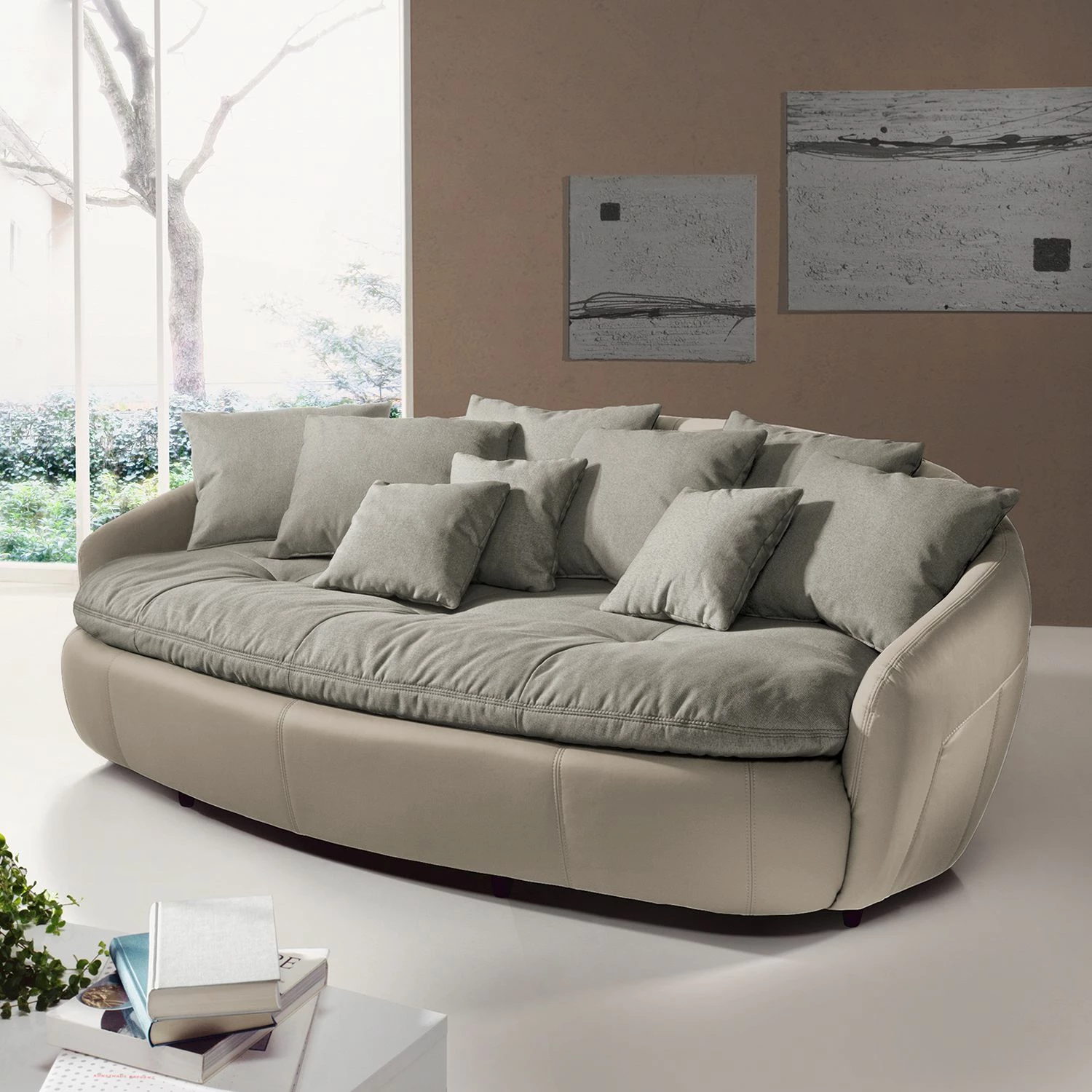 Cotta Bigsofa Pias Kunstleder / Webstoff - Cappuccino / Champagnermetallic 2 Cotta Bigsofa Pias Kunstleder / Webstoff - Cappuccino / Champagnermetallic – Bild 2