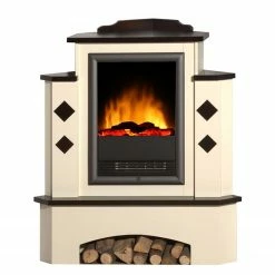 Montreux Elektro-Eckkamin Calabrio - Cremeweiß / Kolonialbraun