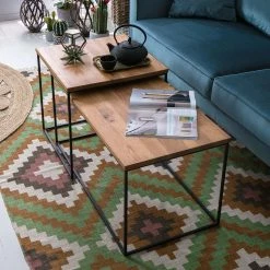 Ars manufacti Couchtisch Minneola (2-teilig) - Eiche massiv / Metall - Eiche -WOHNZIMMERMÖBEL Verkäufe couchtisch minneola 2 teilig eiche massiv metall eiche 4774780