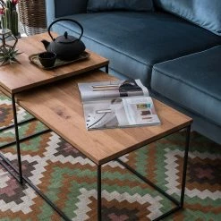 Ars manufacti Couchtisch Minneola (2-teilig) - Eiche massiv / Metall - Eiche -WOHNZIMMERMÖBEL Verkäufe couchtisch minneola 2 teilig eiche massiv metall eiche 4774788