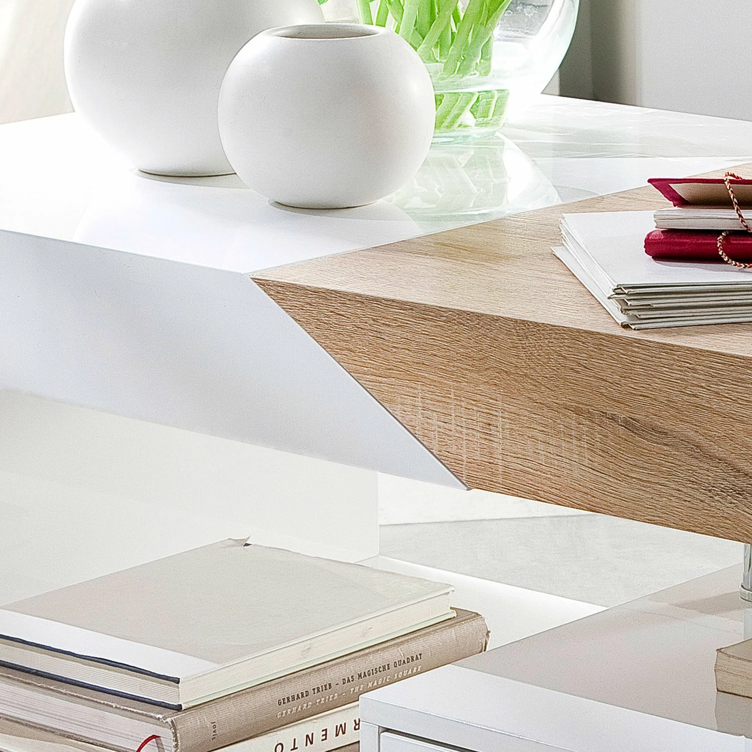 Fredriks Couchtisch Smithers - Hochglanz Weiß / Eiche Dekor 3 Fredriks Couchtisch Smithers - Hochglanz Weiß / Eiche Dekor – Bild 3