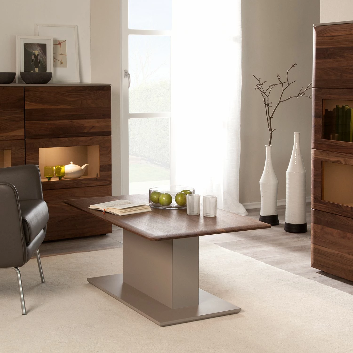 GWINNER Couchtisch Solano - Nussbaum / Platingrau - Höhenverstellbar 3 GWINNER Couchtisch Solano - Nussbaum / Platingrau - Höhenverstellbar – Bild 3