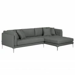 Fredriks Ecksofa Agueda I Webstoff - Anthrazit - Longchair davorstehend rechts
