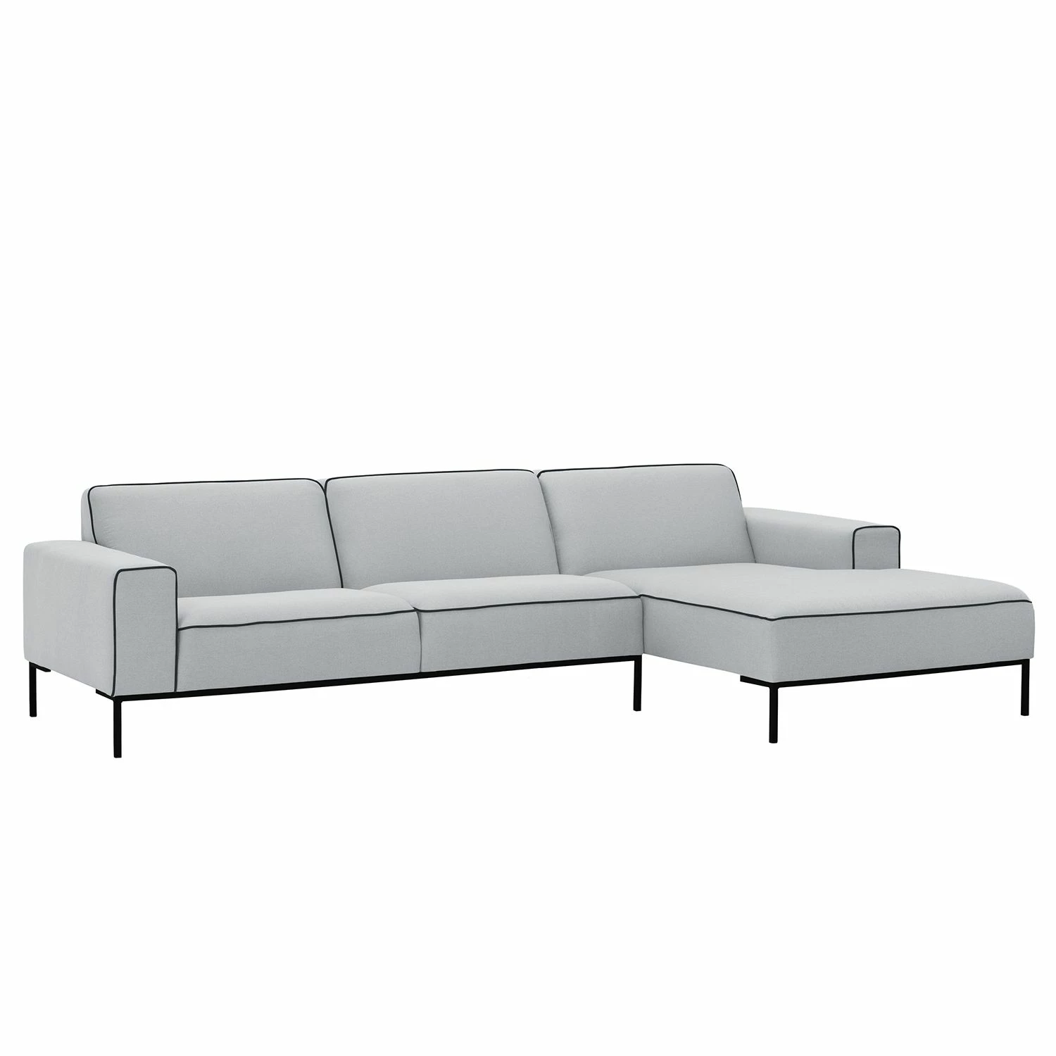 Studio Copenhagen Ecksofa Ampio Duo II Webstoff - Stoff Floreana: Hellgrau - Longchair davorstehend rechts - Schwarz 1 Studio Copenhagen Ecksofa Ampio Duo II Webstoff - Stoff Floreana: Hellgrau - Longchair davorstehend rechts - Schwarz
