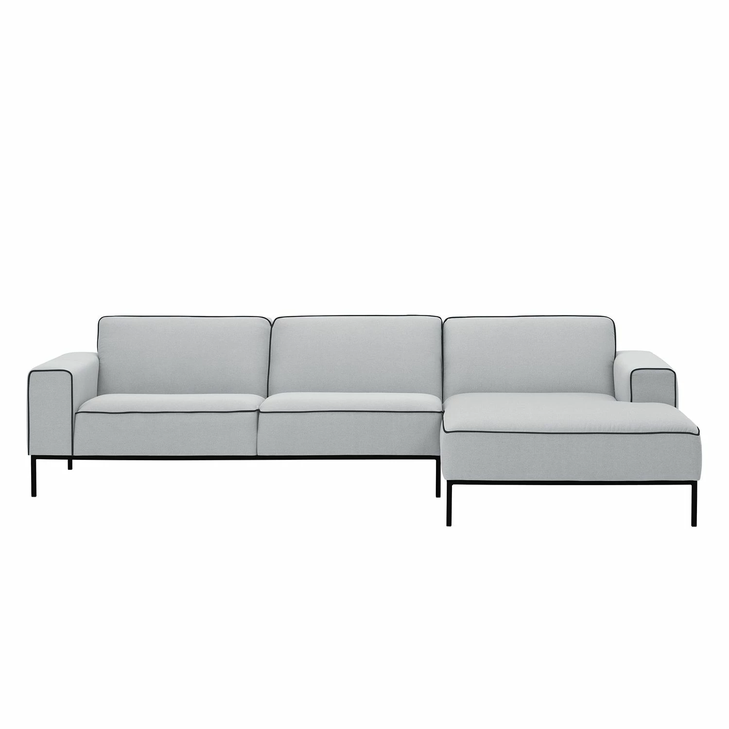 Studio Copenhagen Ecksofa Ampio Duo II Webstoff - Stoff Floreana: Hellgrau - Longchair davorstehend rechts - Schwarz 2 Studio Copenhagen Ecksofa Ampio Duo II Webstoff - Stoff Floreana: Hellgrau - Longchair davorstehend rechts - Schwarz – Bild 2