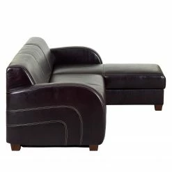 Maison Belfort Ecksofa Ballina Echtleder - Dunkelbraun - Longchair davorstehend rechts -WOHNZIMMERMÖBEL Verkäufe ecksofa ballina echtleder longchair ottomane davorstehend rechts dunkelbraun 2490394
