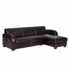 Maison Belfort Ecksofa Ballina Echtleder - Dunkelbraun - Longchair davorstehend rechts