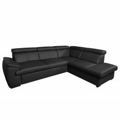 Loftscape Ecksofa Olival IV Echtleder - Schwarz - Schlaffunktion davorstehend links