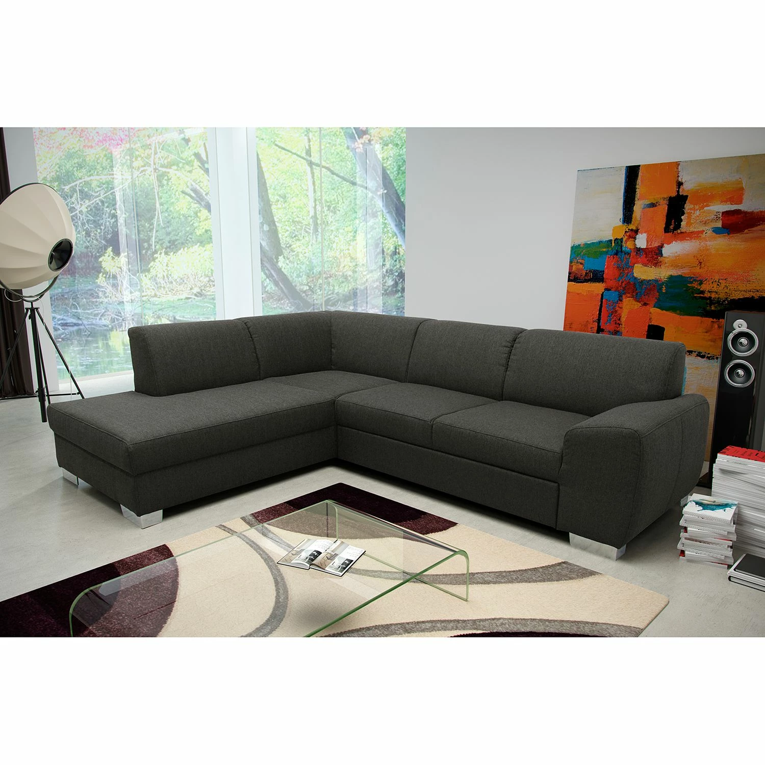 Fredriks Ecksofa Bollon Webstoff Dunkelgrau - Ottomane davorstehend links - Keine Funktion 3 Fredriks Ecksofa Bollon Webstoff Dunkelgrau - Ottomane davorstehend links - Keine Funktion – Bild 3