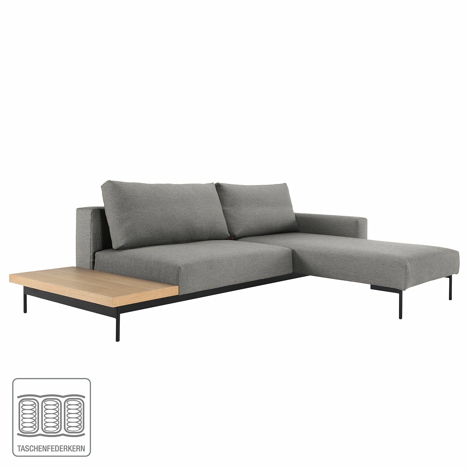 Innovation Möbel Ecksofa Bragi mit Tisch Webstoff - (mit Schlaffunktion) - Stoff Flashtex: Light Grey 2 Innovation Möbel Ecksofa Bragi mit Tisch Webstoff - (mit Schlaffunktion) - Stoff Flashtex: Light Grey – Bild 2