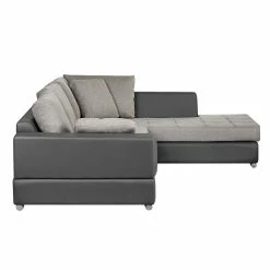 Roomscape Ecksofa Tosya - Kunstleder Anthrazit/Strukturstoff Grau - Ottomane davorstehend rechts -WOHNZIMMERMÖBEL Verkäufe ecksofa brandon kunstleder anthrazit ottomane davorstehend rechts 395068
