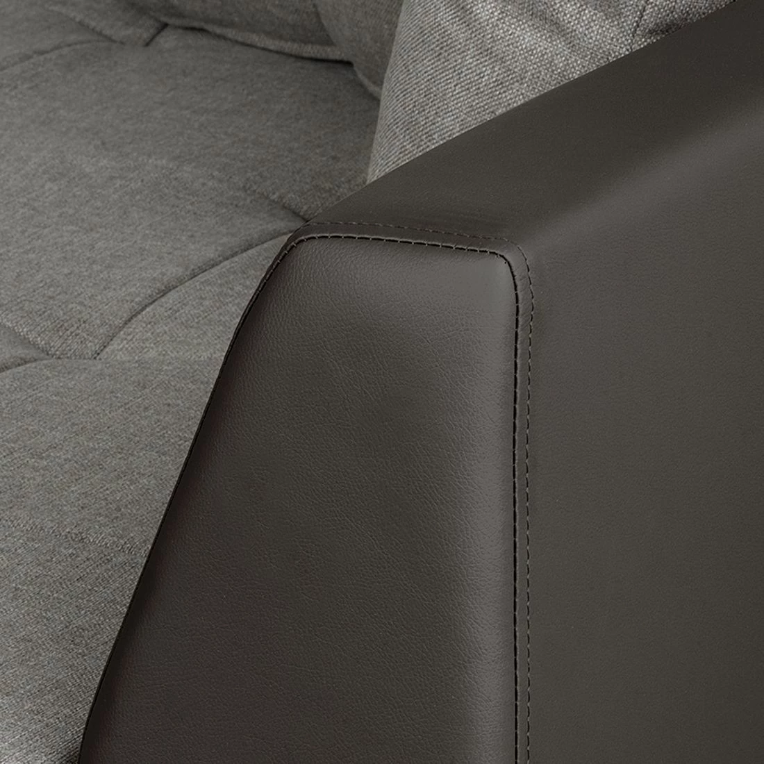 Roomscape Ecksofa Tosya - Kunstleder Dunkelbraun/Strukturstoff Grau - Ottomane davorstehend rechts 8 Roomscape Ecksofa Tosya - Kunstleder Dunkelbraun/Strukturstoff Grau - Ottomane davorstehend rechts – Bild 8