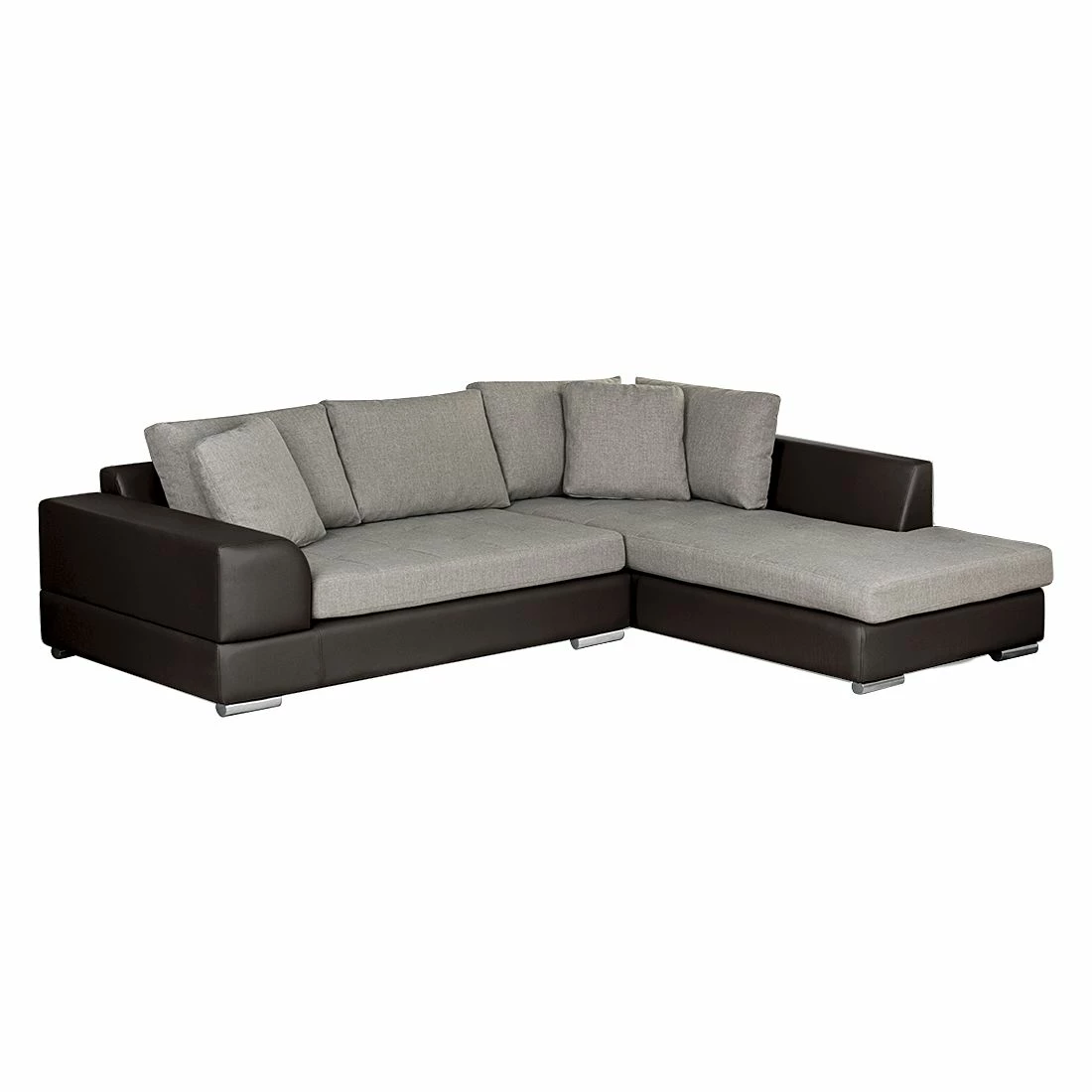 Roomscape Ecksofa Tosya - Kunstleder Dunkelbraun/Strukturstoff Grau - Ottomane davorstehend rechts 1 Roomscape Ecksofa Tosya - Kunstleder Dunkelbraun/Strukturstoff Grau - Ottomane davorstehend rechts