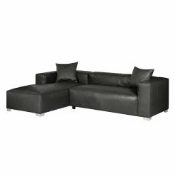Loftscape Ecksofa Calli - Kunstleder Anthrazit - Longchair davorstehend links