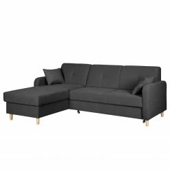 Mørteens Ecksofa Clintwood (mit Schlaffunktion) - Webstoff Longchair beidseitig montierbar - Dunkelgrau