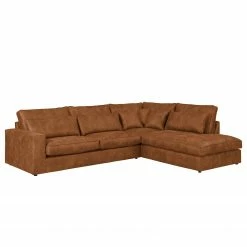 Ars manufacti Ecksofa Coolock Antiklederlook - Cognac - Ottomane davorstehend rechts
