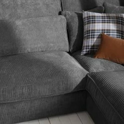Naturoo Ecksofa Coolock Cord - Dunkelgrau - Ottomane davorstehend rechts -WOHNZIMMERMÖBEL Verkäufe ecksofa coolock cord ottomane davorstehend rechts dunkelgrau 5063908