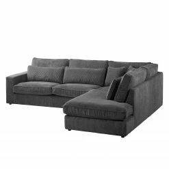 Naturoo Ecksofa Coolock Cord - Dunkelgrau - Ottomane davorstehend rechts -WOHNZIMMERMÖBEL Verkäufe ecksofa coolock samtstoff ottomane davorstehend rechts dunkelgrau 4481180
