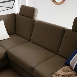 Ars Natura Ecksofa Davao - Microfaser -WOHNZIMMERMÖBEL Verkäufe ecksofa davao microfaser ottomane davorstehend links mit schlaffunktion kokosnuss braun 4643560