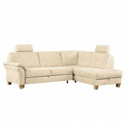 Ars Natura Ecksofa Davao Microfaser - Creme - Ottomane davorstehend rechts