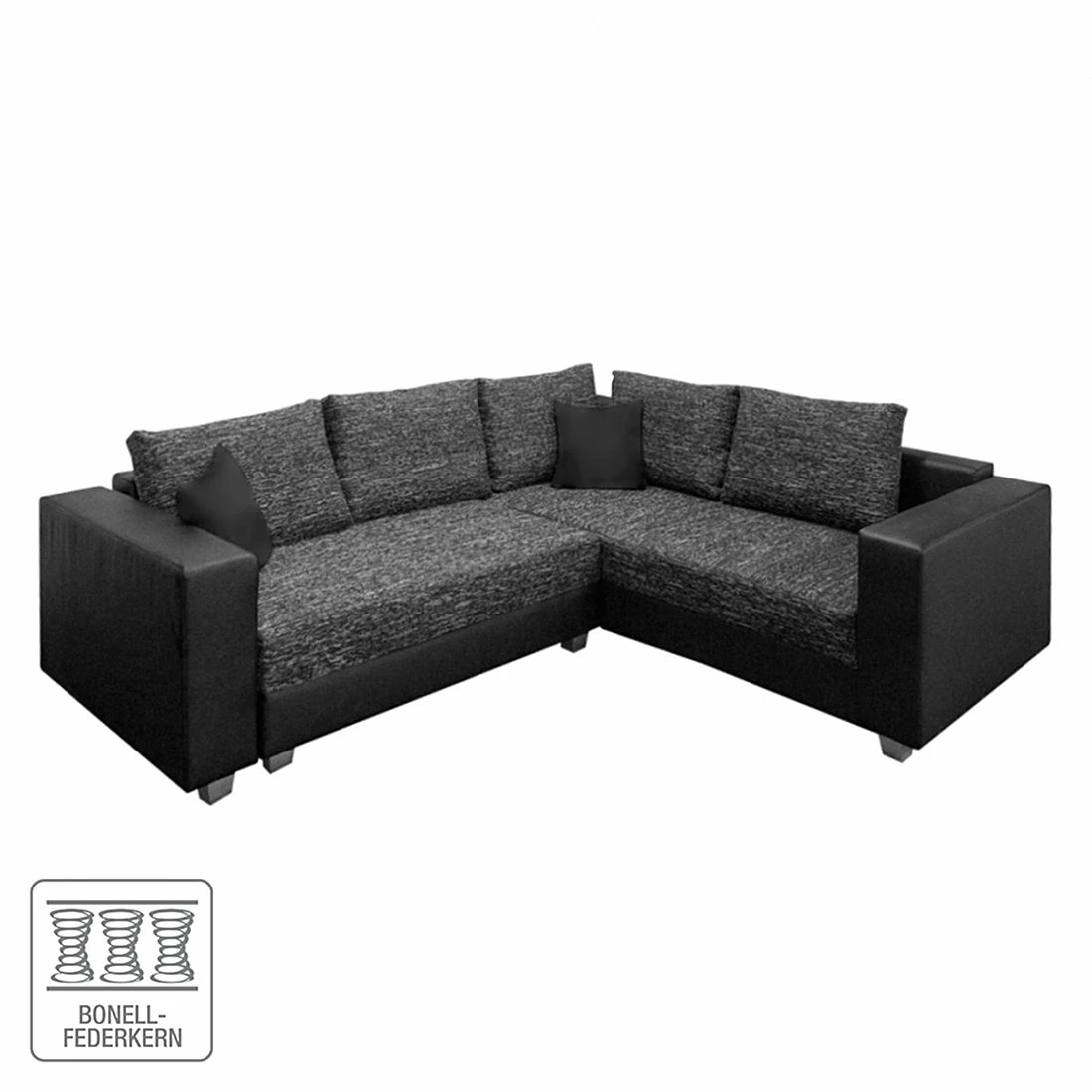 Fredriks Ecksofa Dublin I (mit Schlaffunktion) - Kunstleder/Strukturstoff - Schwarz / Anthrazit - Breite: 254 cm 1 Fredriks Ecksofa Dublin I (mit Schlaffunktion) - Kunstleder/Strukturstoff - Schwarz / Anthrazit - Breite: 254 cm