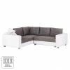 Fredriks Ecksofa Dublin I (mit Schlaffunktion) - Kunstleder/Strukturstoff - Weiß / Grau - Breite: 254 cm