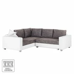 Fredriks Ecksofa Dublin I (mit Schlaffunktion) - Kunstleder/Strukturstoff - Weiß / Grau - Breite: 254 cm