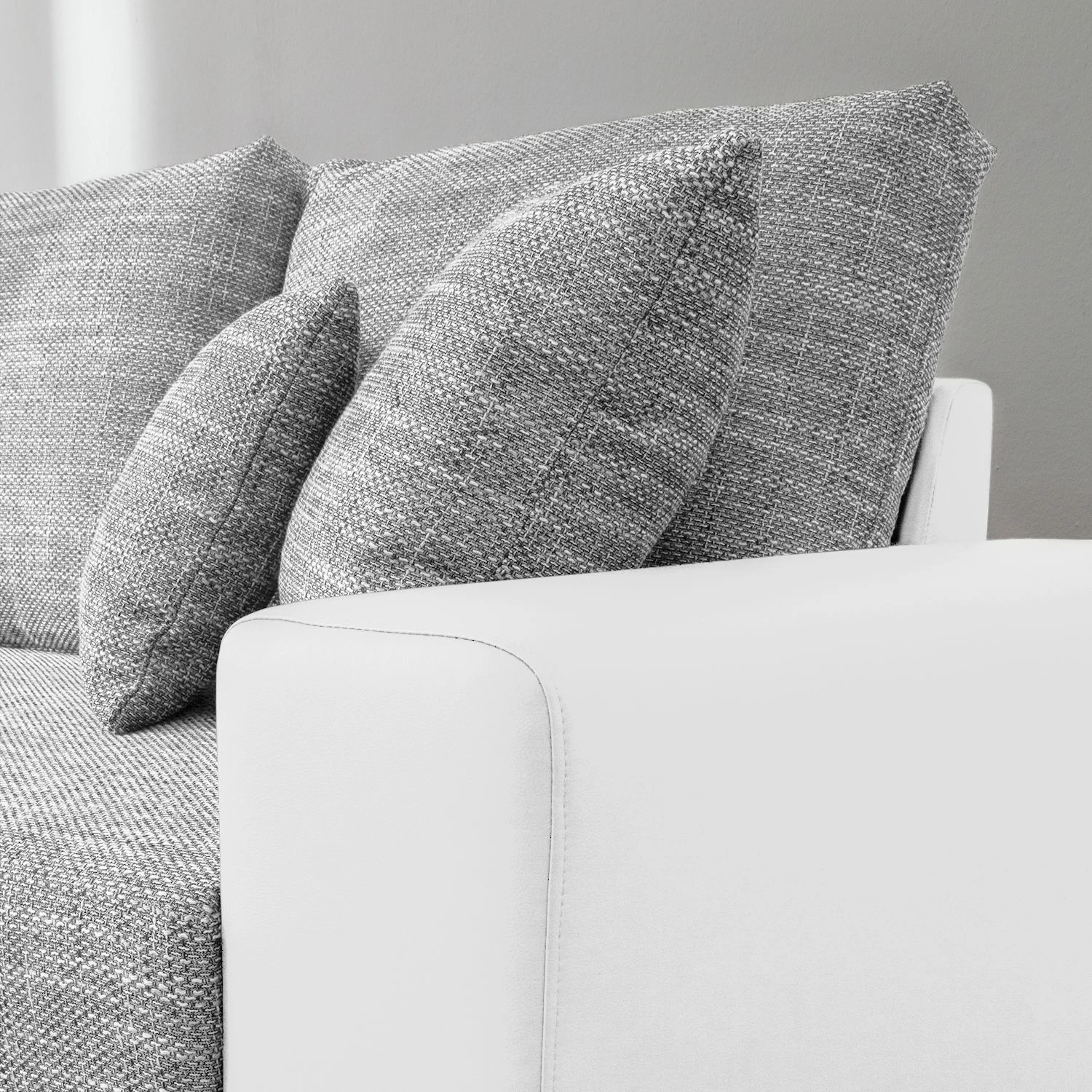 Fredriks Ecksofa Dulmen - mit Schlaffunktion / beidseitig montierbar - Kunstleder/Strukturstoff - Weiß / Hellgrau 15 Fredriks Ecksofa Dulmen - mit Schlaffunktion / beidseitig montierbar - Kunstleder/Strukturstoff - Weiß / Hellgrau – Bild 15