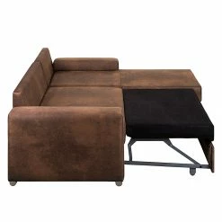 Ars manufacti Ecksofa Dulmen - (mit Schlaffunktion / beidseitig montierbar) - Antiklederoptik - Dunkelbraun -WOHNZIMMERMÖBEL Verkäufe ecksofa dulmen mit schlaffunktion samtstoff longchair beidseitig montierbar dunkelbraun 1234794