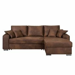 Ars manufacti Ecksofa Dulmen - (mit Schlaffunktion / beidseitig montierbar) - Antiklederoptik - Dunkelbraun -WOHNZIMMERMÖBEL Verkäufe ecksofa dulmen mit schlaffunktion samtstoff longchair beidseitig montierbar dunkelbraun 1234818