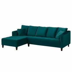 Jack & Alice Ecksofa Elnora - Türkis - Ottomane davorstehend links - Ohne Hocker