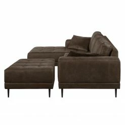 Ars manufacti Ecksofa Flesk Antiklederlook - Braun - Ottomane davorstehend links - Mit Hocker -WOHNZIMMERMÖBEL Verkäufe ecksofa flesk microfaser mit hocker braun 4284548