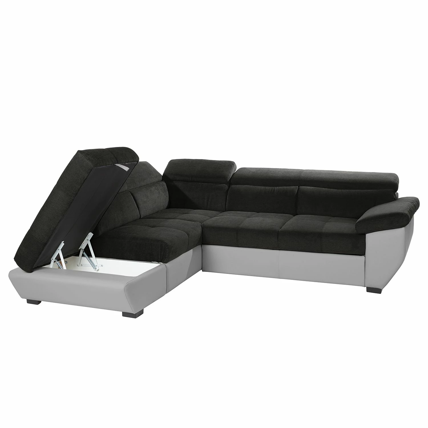 Cotta Ecksofa Estoi (mit Schlaffunktion) - Kunstleder / Flachgewebe - Kies / Dunkelbraun - Ottomane davorstehend links 7 Cotta Ecksofa Estoi (mit Schlaffunktion) - Kunstleder / Flachgewebe - Kies / Dunkelbraun - Ottomane davorstehend links – Bild 7