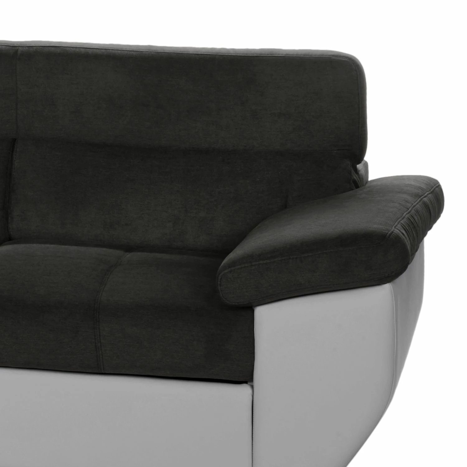 Cotta Ecksofa Estoi (mit Schlaffunktion) - Kunstleder / Flachgewebe - Kies / Dunkelbraun - Ottomane davorstehend links 8 Cotta Ecksofa Estoi (mit Schlaffunktion) - Kunstleder / Flachgewebe - Kies / Dunkelbraun - Ottomane davorstehend links – Bild 8