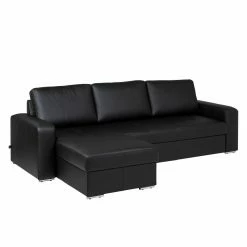 Fredriks Ecksofa Gigilio (mit Schlaffunktion) - Kunstleder Schwarz - Longchair beidseitig montierbar -WOHNZIMMERMÖBEL Verkäufe ecksofa gigilio mit schlaffunktion kunstleder schwarz ottomane rechts links montierbar 1318537