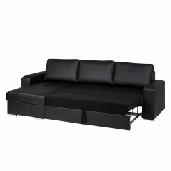 Fredriks Ecksofa Gigilio (mit Schlaffunktion) - Kunstleder Schwarz - Longchair beidseitig montierbar -WOHNZIMMERMÖBEL Verkäufe ecksofa gigilio mit schlaffunktion kunstleder schwarz ottomane rechts links montierbar 1318538