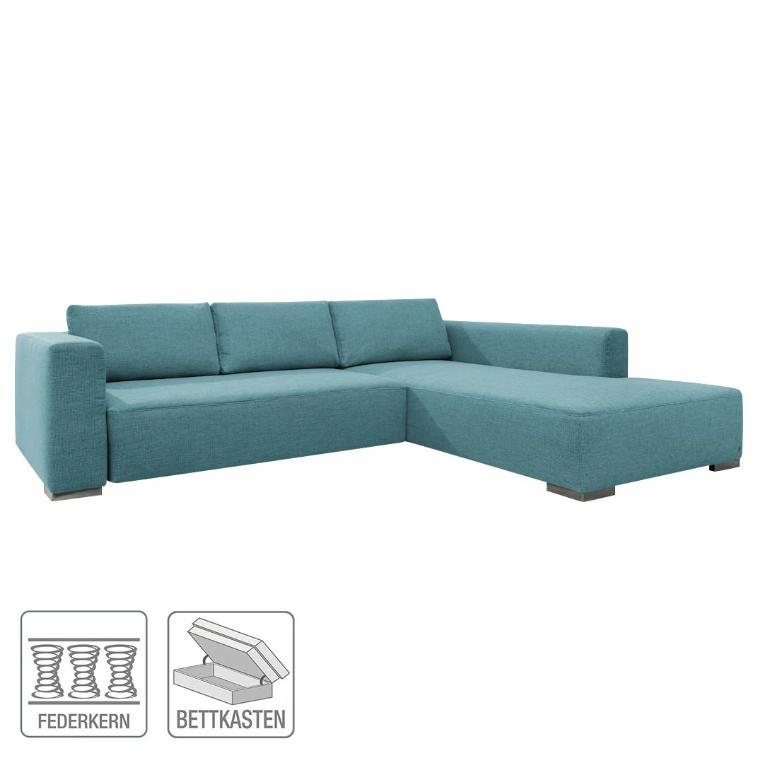 Tom Tailor Ecksofa Heaven Colors Style M Webstoff - Stoff TCU: 6 fresh blue - Longchair davorstehend rechts - Schlaffunktion - Bettkasten 2 Tom Tailor Ecksofa Heaven Colors Style M Webstoff - Stoff TCU: 6 fresh blue - Longchair davorstehend rechts - Schlaffunktion - Bettkasten – Bild 2