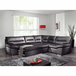 Cotta Ecksofa Howard (mit Schlaffunktion) - Kunstleder Schwarz - Bettfunktion davorstehend links -WOHNZIMMERMÖBEL Verkäufe ecksofa howard mit schlaffunktion kunstleder schwarz bettfunktion davorstehend links 426819