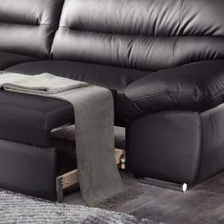 Cotta Ecksofa Howard (mit Schlaffunktion) - Kunstleder Schwarz - Bettfunktion davorstehend rechts -WOHNZIMMERMÖBEL Verkäufe ecksofa howard mit schlaffunktion kunstleder schwarz bettfunktion davorstehend rechts 264391