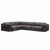 Studio Copenhagen Ecksofa HUDSON mit Rundecke - Echtleder Neka: Grau - Ecke davorstehend links