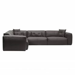 Studio Copenhagen Ecksofa HUDSON mit Rundecke - Echtleder Neka: Grau - Ecke davorstehend links -WOHNZIMMERMÖBEL Verkäufe ecksofa hudson ii echtleder 3 sitzer davorstehend rechts grau 3832048