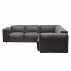 Studio Copenhagen Ecksofa HUDSON mit Rundecke - Echtleder Neka: Grau - Ecke davorstehend links -WOHNZIMMERMÖBEL Verkäufe ecksofa hudson ii echtleder 3 sitzer davorstehend rechts grau 3832052