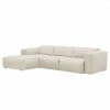 Studio Copenhagen Ecksofa HUDSON 3-Sitzer mit Longchair - Echtleder Neka: Creme - Breite: 284 cm - Longchair davorstehend links