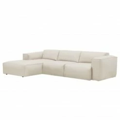 Studio Copenhagen Ecksofa HUDSON 3-Sitzer mit Longchair - Echtleder Neka: Creme - Breite: 284 cm - Longchair davorstehend links