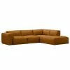 Studio Copenhagen Ecksofa HUDSON 3-Sitzer mit Recamiere - Echtleder Neka: Cognac - Longchair davorstehend rechts