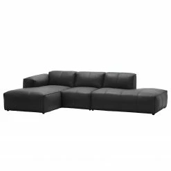 Studio Copenhagen Ecksofa HUDSON mit Chaiselongue - Echtleder Neka: Grau - Longchair davorstehend links