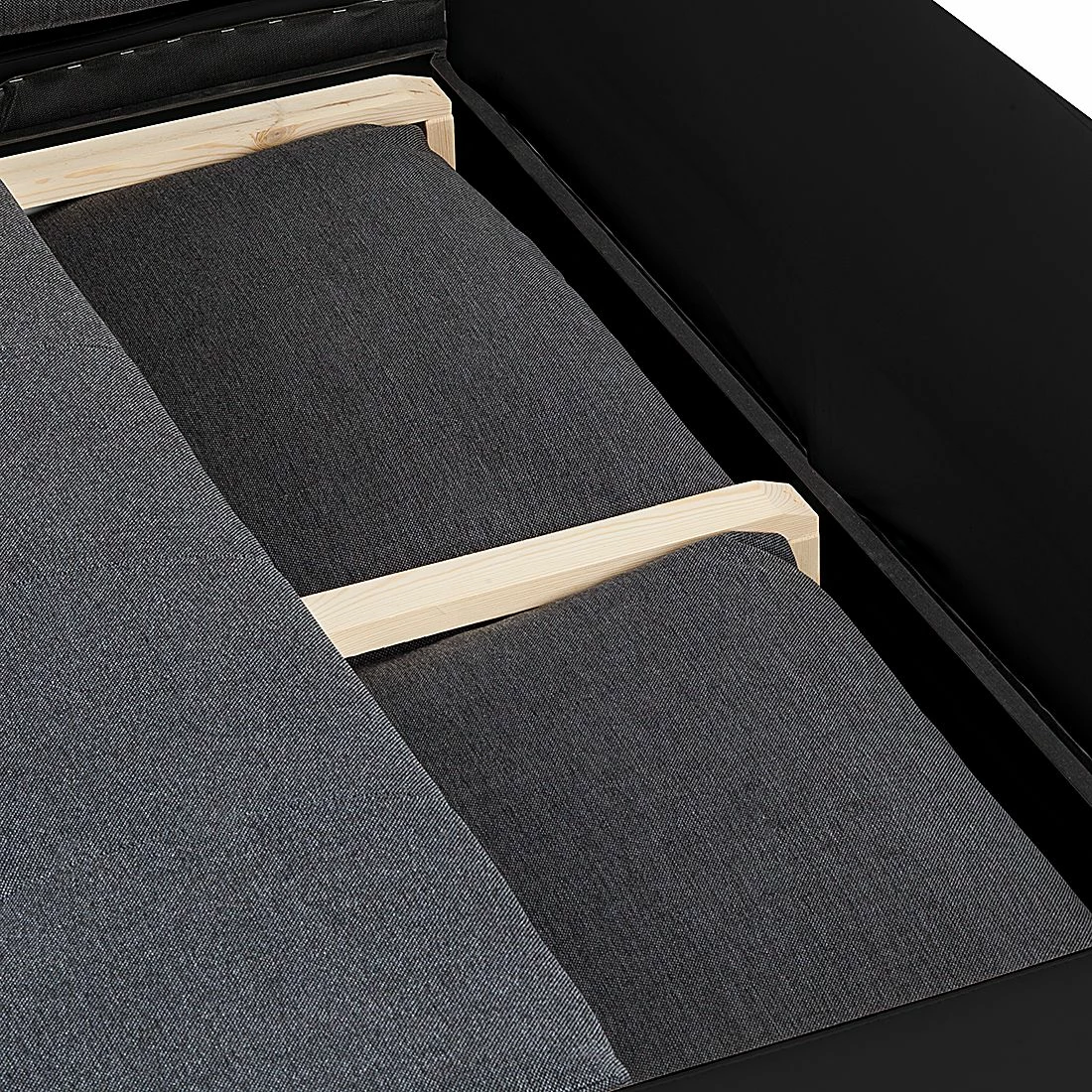 Mooved Ecksofa Huelva (mit Schlaffunktion) - Kunstleder/Webstoff - Schwarz / Grau - Longchair davorstehend links 7 Mooved Ecksofa Huelva (mit Schlaffunktion) - Kunstleder/Webstoff - Schwarz / Grau - Longchair davorstehend links – Bild 7