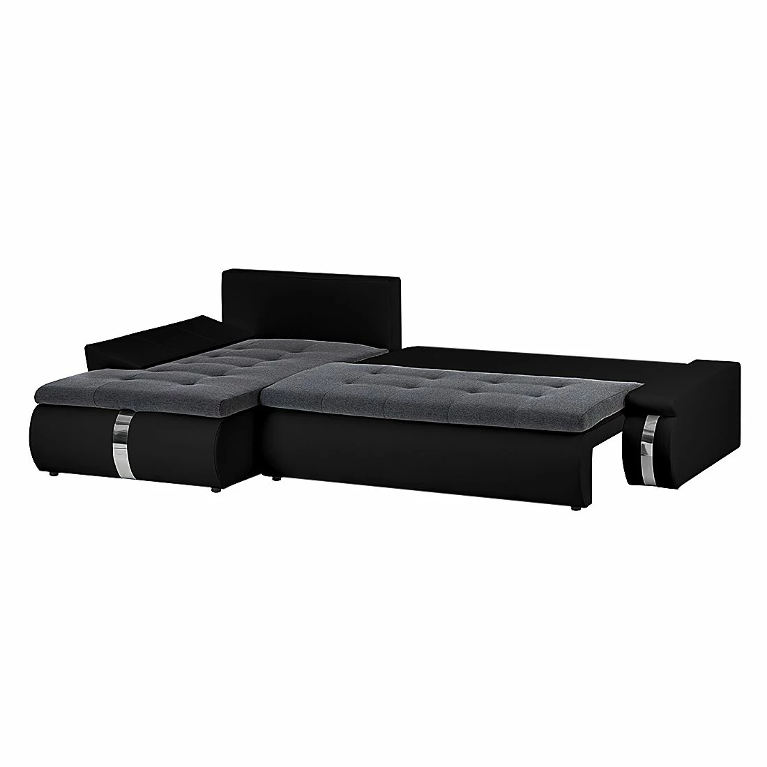 Mooved Ecksofa Huelva (mit Schlaffunktion) - Kunstleder/Webstoff - Schwarz / Grau - Longchair davorstehend links 4 Mooved Ecksofa Huelva (mit Schlaffunktion) - Kunstleder/Webstoff - Schwarz / Grau - Longchair davorstehend links – Bild 4