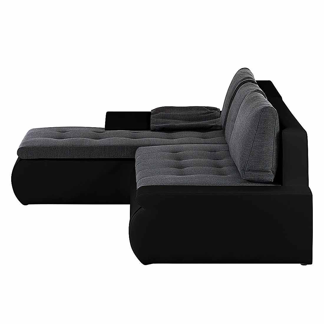 Mooved Ecksofa Huelva (mit Schlaffunktion) - Kunstleder/Webstoff - Schwarz / Grau - Longchair davorstehend links 5 Mooved Ecksofa Huelva (mit Schlaffunktion) - Kunstleder/Webstoff - Schwarz / Grau - Longchair davorstehend links – Bild 5